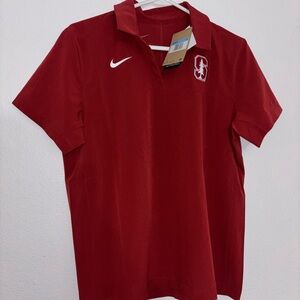 Nike Women Stanford University Cardinal Dri-Fit Woven Polo Size M NWT + Hat Cap